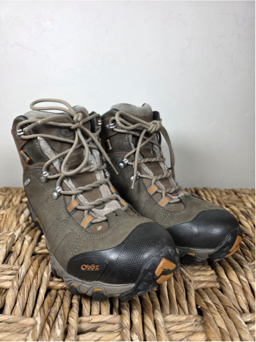 Oboz Bridger Mid B-DRY Hiking Boots Men's Sz 11 Waterproof Leather Brown Orange